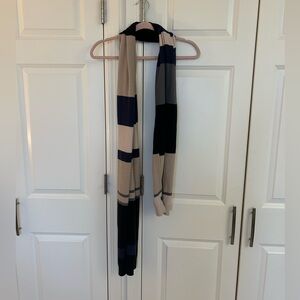 Echo Scarf in Navy, Black, Grey and Tan Stripes
